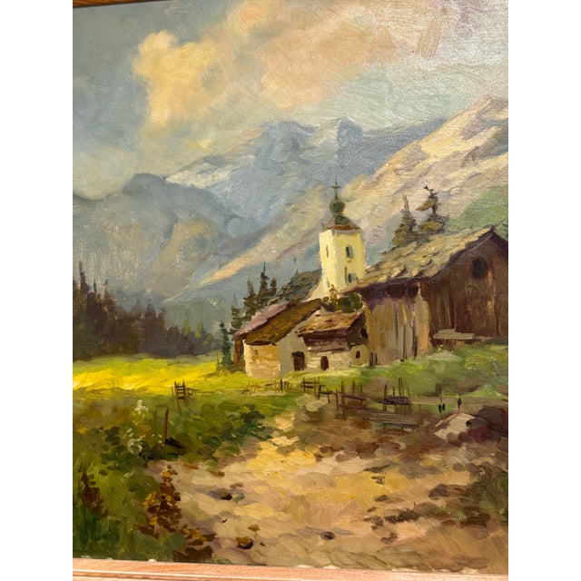 J. K. Mountain Village Oil Painting, Framed For Sale - Image 4 of 12