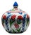 Handmade Ceramic Lidded Bonbonniere Jar Red Tulips and Carnations Round Globe For Sale