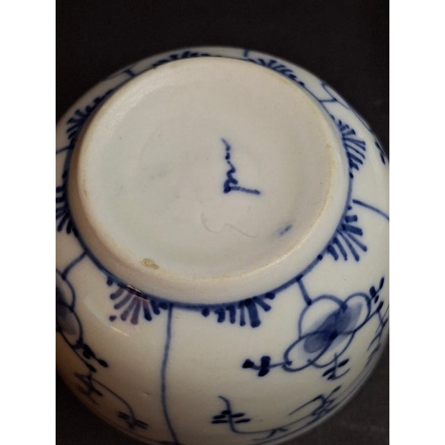 Neoclassical Antique Royal Copenhagen Blue Fluted Tea Bowl Saucer Late 18th Century 3 Waves Mark For Sale - Image 3 of 10