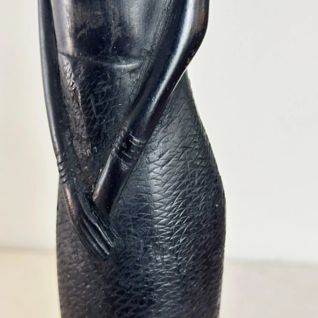 Vintage Hand-Carved African Figural Statue in Ebonized Wood For Sale In Los Angeles - Image 6 of 9