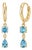 Blue Topaz Drop Huggies Hoops Earrings | Blue Gemstone Earrings | Minimalist December Birthday Gift - A Pair For Sale