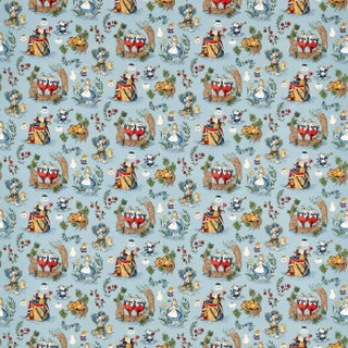 Sanderson Alice in Wonderland Fabric in Puddle Blue For Sale