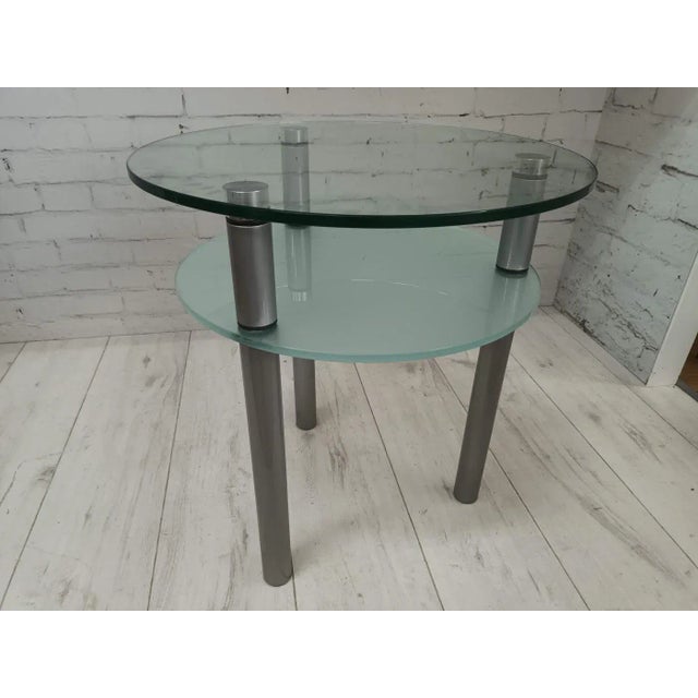 Silver Vintage Glass and Chrome Side Table, 1980s For Sale - Image 8 of 13