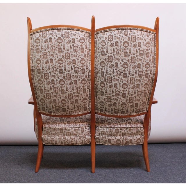 Wood Mid-Century High-Back Birch Settee by Maxwell Royal For Sale - Image 7 of 13