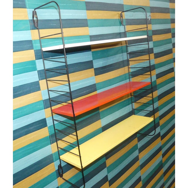 Black String Shelves in Red, White, Yellow and Black Ladders by A. D. Dekker for Tomado, 1960s For Sale - Image 8 of 15