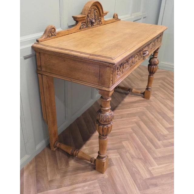 Green Man Carved Golden Oak Hall Table in Oak For Sale - Image 6 of 8
