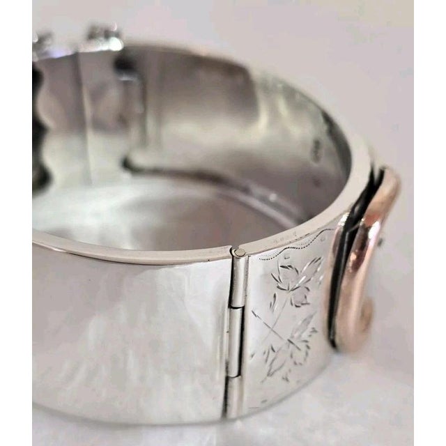 Antique Victorian Sterling Silver Aesthetic Belt Buckle Bangle, 1885 For Sale - Image 15 of 18