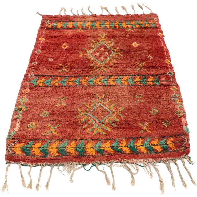 Tribal Vintage Red Boujad Moroccan Rug - 02'09 X 04'00 For Sale - Image 3 of 8