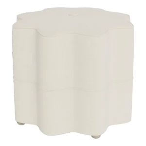 Bunny Williams Home Stella Stool in Performance Cream Linen with Alpine White Feet