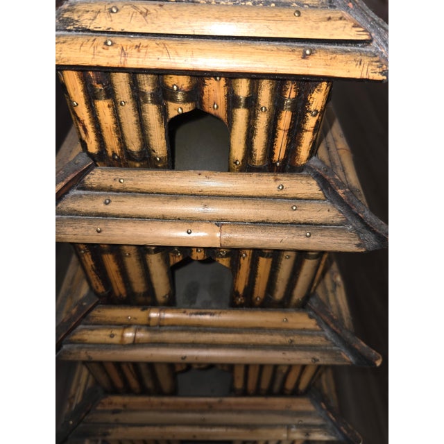 1950s Vintage Chinoiserie Split Reed Bamboo Pagoda Tower For Sale - Image 5 of 5