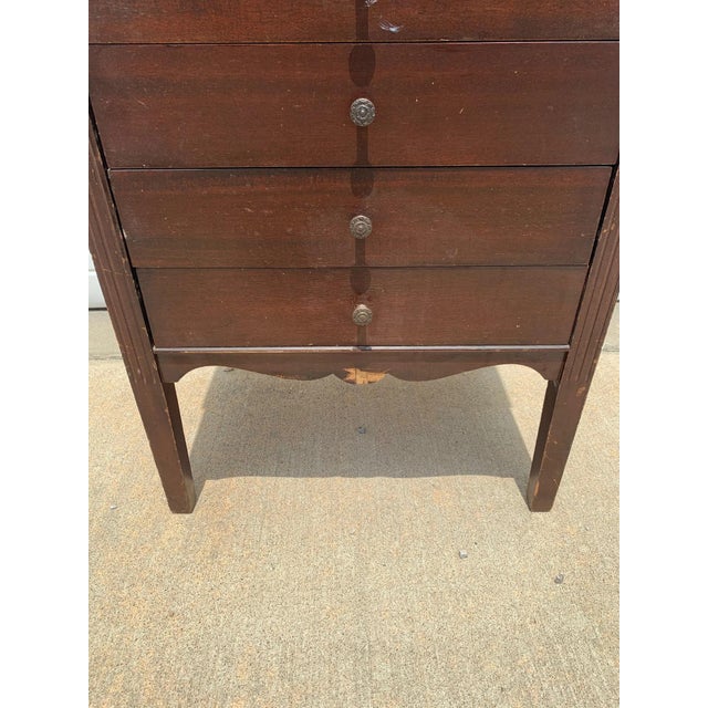 Wood Antique Oak Wood Vintage Nightstand Traditional American Rustic Cabinet For Sale - Image 7 of 10