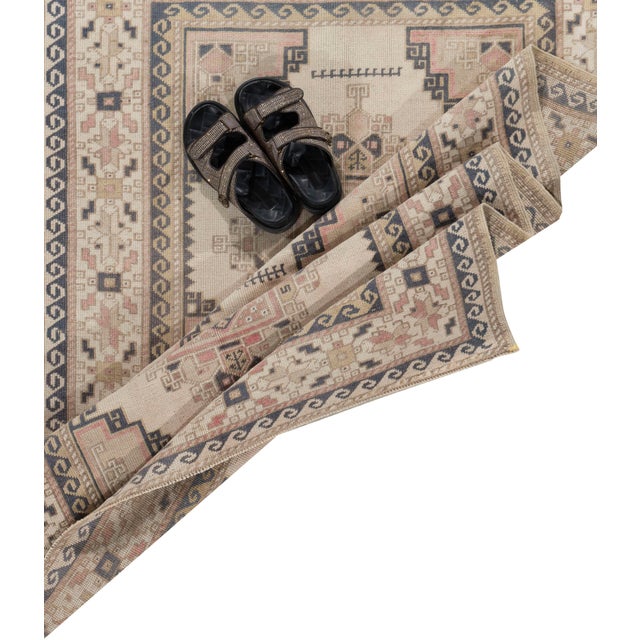 Textile Vintage Turkish Oushak Area Rug 3'10 X 6'2 For Sale - Image 7 of 8