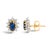 Contemporary 14K Yellow Gold 1/4 Cttw Diamond and Blue Sapphire Sunburst Halo Stud Earrings (K-L Color, I1-I2 Clarity) For Sale - Image 3 of 5