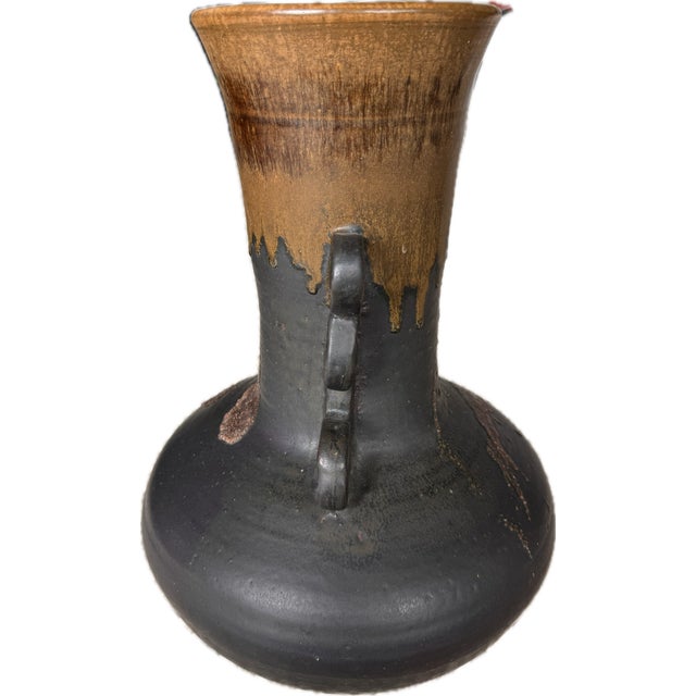 Oversized 17" Vintage Japanese Studio Pottery Floor Vase - Flawless Kuro-Tanba Ware, Six Ancient Kilns, Loop Handles, Wabi-Sabi Decor For Sale - Image 4 of 6