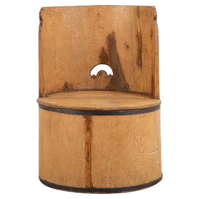 Late 19th Century Swedish Kubbstol in Pine For Sale