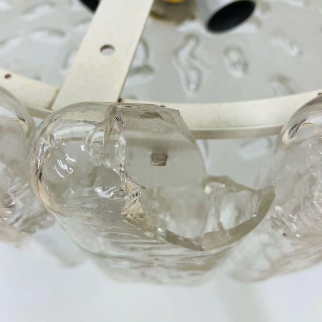 Small Circular German Mid-Century Modern Ice Glass Chandelier / Pendant, 1970s For Sale - Image 11 of 12