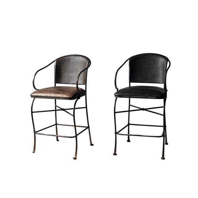 Iron and Faux Leather Stools For Sale In Providence - Image 6 of 8