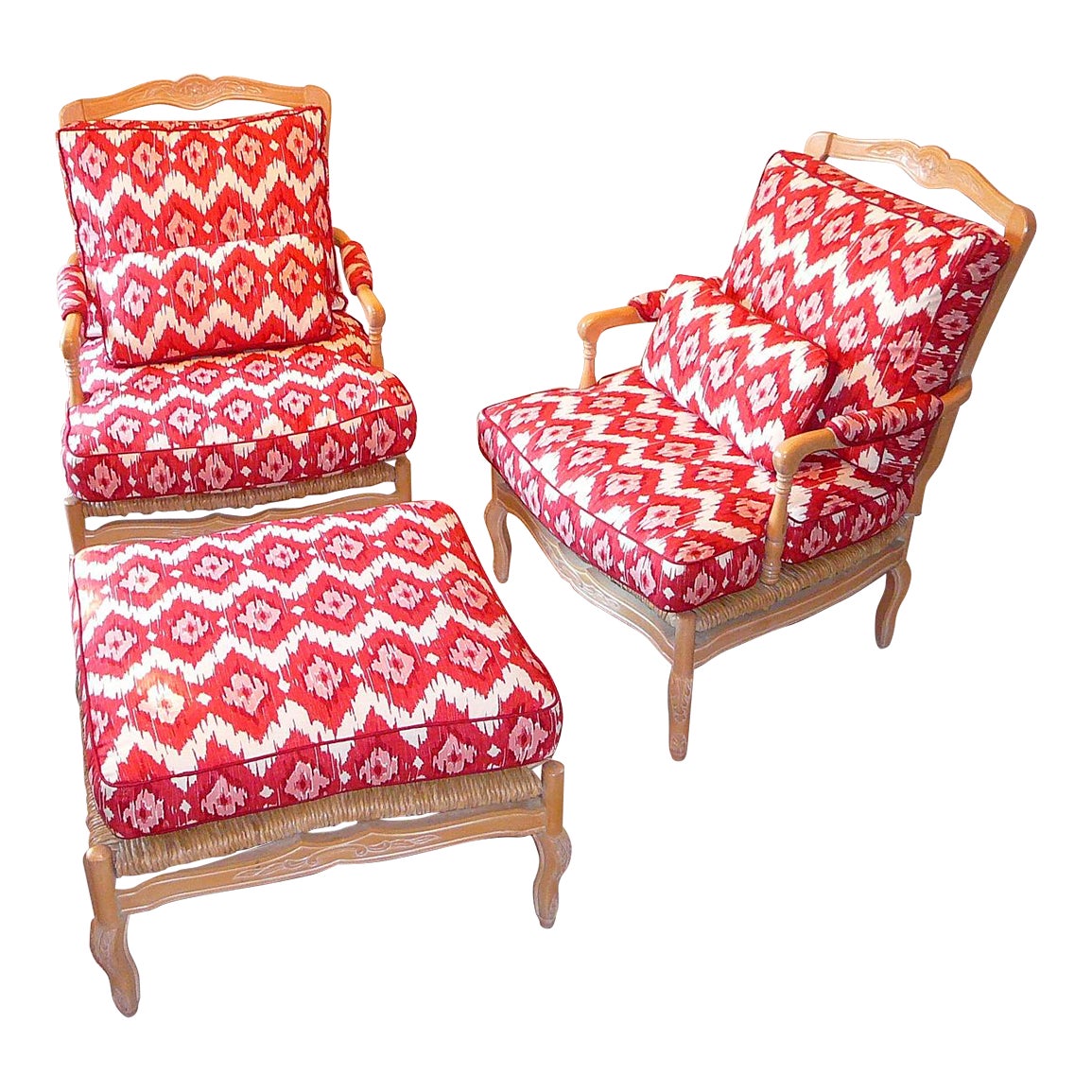 Kreiss Lounge Chairs and Ottoman, Set of 3 Chairish