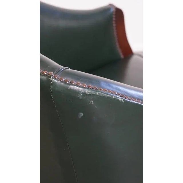 English Green Cowhide and Wooden Chair For Sale - Image 11 of 16