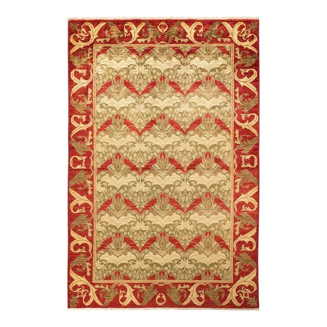 Arts & Crafts Collection Hand-Knotted Area Rug - Red 5' 10" x 9' 1" For Sale - Image 4 of 4