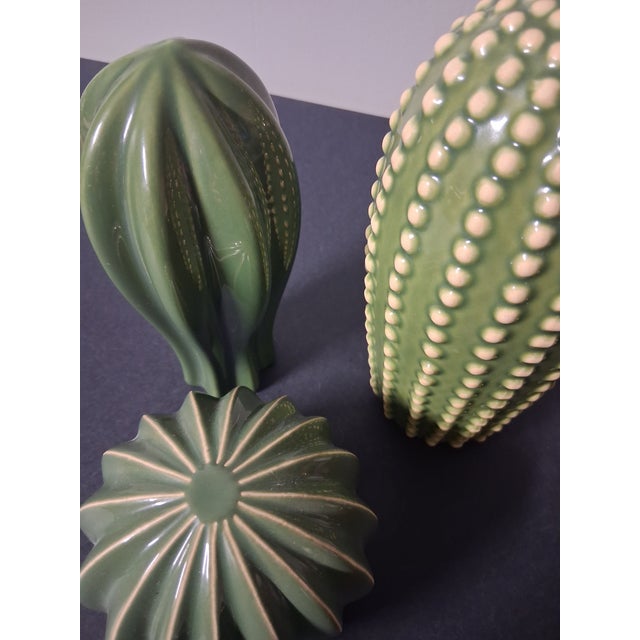 Ceramic Minimalist 3 Pc. Glazed Stoneware Cacti - Set of 3 For Sale - Image 7 of 11