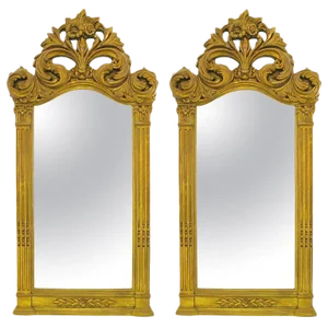 Two 55" Tall Rococo Style Gilt Composition Mirrors