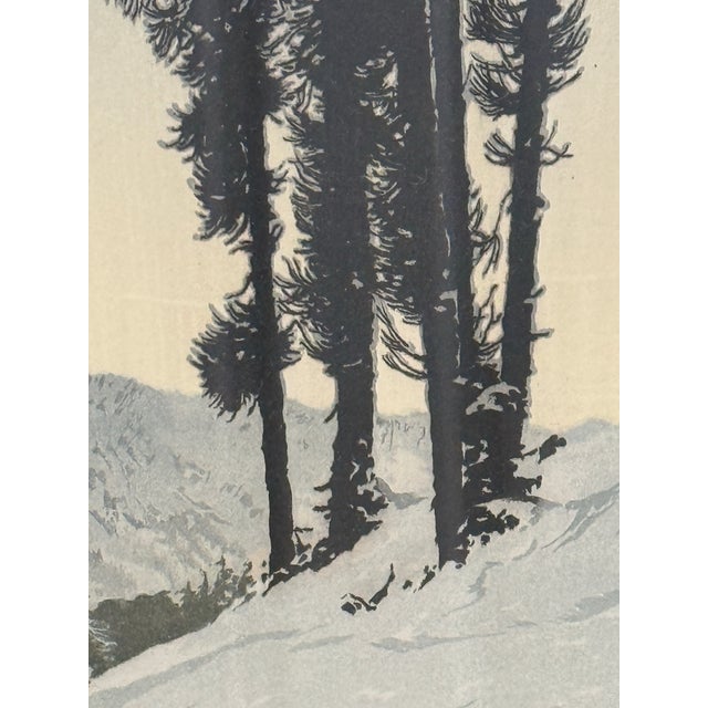Mid-Century Hans Figura Signed Alpine Landscape Aquatint Etching on Silk For Sale - Image 4 of 11