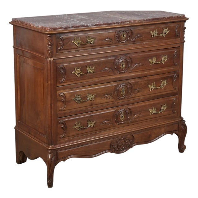 Antique Italian Gilt Bronze Mounted Walnut Commode For Sale