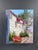 A charming unframed painting depicting a sunlit Italian village wall scene, rich with Old World character and...