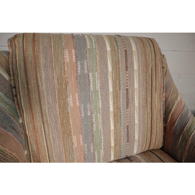 Wood Vintage Pair 80's Club Lounge Chairs on Casters With 3d Textured Coogi Style Fabric English Regency For Sale - Image 7 of 9