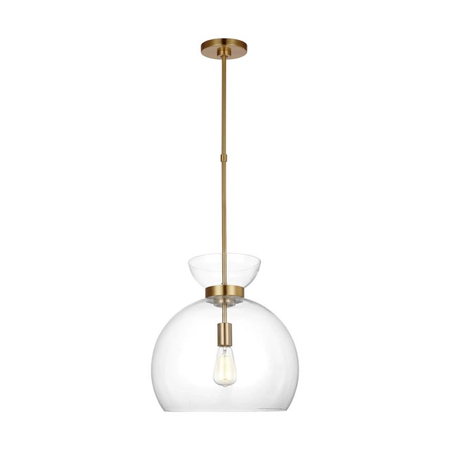 Kate Spade Kate Spade by Visual Comfort Studio Londyn Round Pendant, Burnished Brass & Clear Glass For Sale - Image 4 of 4