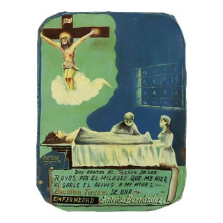1960s Original Mexican Retablo "Exvotos" Oil on Tin For Sale