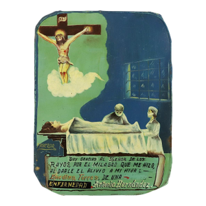 1960s Original Mexican Retablo "Exvotos" Oil on Tin