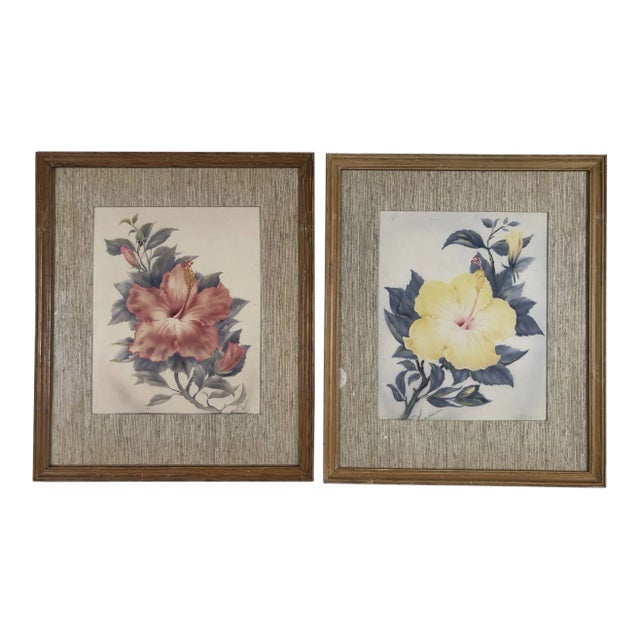 1940 Floral Still Life Original Airbrushed Painting by Ted Mundorff, Pair For Sale