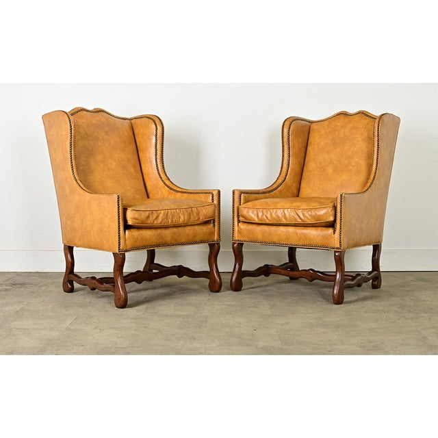 Wood Pair of Vintage Henredon Wingback Bergeres For Sale - Image 7 of 12