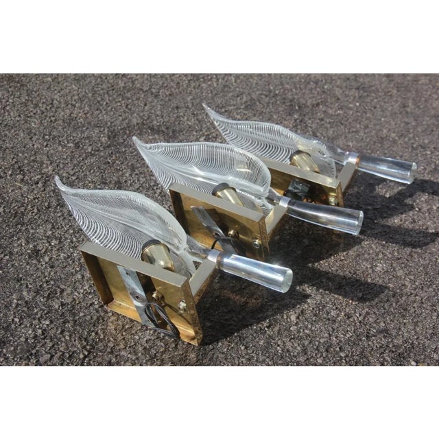 Gold Murano Glass Sconces by Franco Luce, 1970s, Set of 3 For Sale - Image 8 of 12