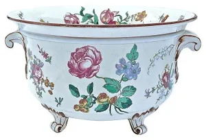 Vintage French Gien Floral Footed Bowl