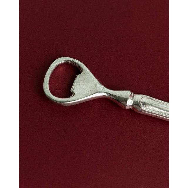 Metal Vintage Minimal Silver-Plated Bottle Opener, 1960s For Sale - Image 7 of 11
