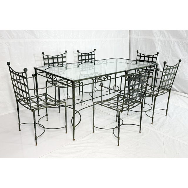 Mario Papperzini 1970s Mario Papperzini for Salterini Iron Patio Dining Set, 6 Chairs & Matching Table, Attributed For Sale - Image 4 of 18