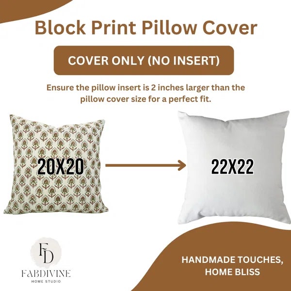 Not Yet Made - Made To Order Fabdivine Handmade Pillow Cover 14x14 Inch Block Printed - Gurukul For Sale - Image 5 of 5