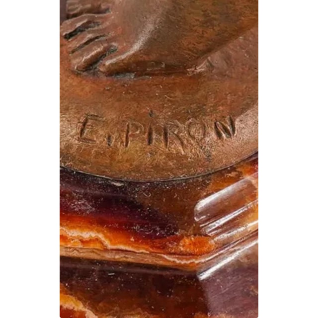 Late 19th Century Pair of Eugene E. Piron Bronze Flautist & Triangle Players For Sale - Image 12 of 12