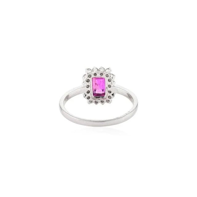 Sparkling Ruby Diamond Halo Engagement Ring Crafted in 14k Size 6 For Sale In New York - Image 6 of 12