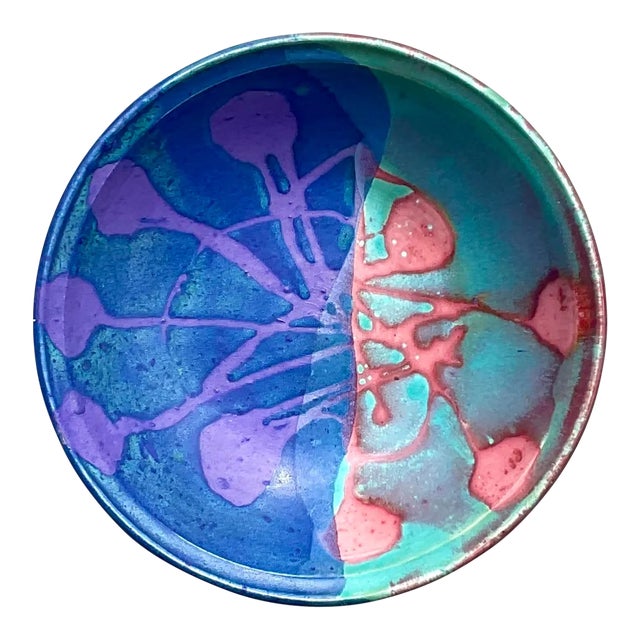 Vintage Boho Signed Studio Pottery Bowl For Sale