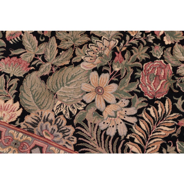 Shabby Chic 1990's Pak-Persian Black/Black Wool Rug - 9'1'' X 12'4'' For Sale - Image 3 of 9