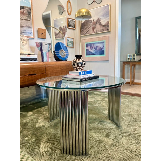 A Beautiful Art Deco Futurist Chrome Coffee Table, Circa 1970s For Sale - Image 4 of 10