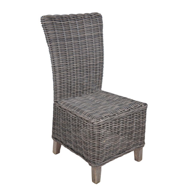 Modern Late 20th Century Arhaus Oceano Collection Boho Woven Wicker Rattan Side Chairs. - Set of 2 For Sale - Image 3 of 8