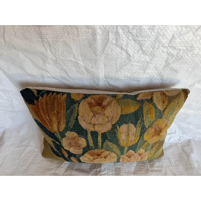 Baroque Antique 17th Century Flemish Brussels Botanical Tapestry Pillow For Sale - Image 3 of 7