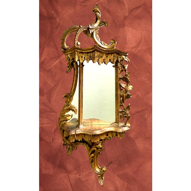 Antique Italian Giltwood Baroque Gold Wall Shelf With Integral Mirror For Sale - Image 11 of 13