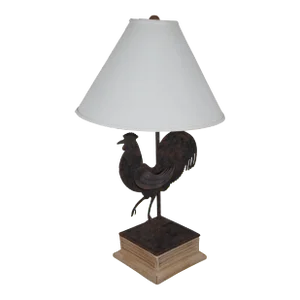 Late 20th Century Alsy Cresswell Folk Art Country Farmhouse Rooster Chicken Weathervane Lamp