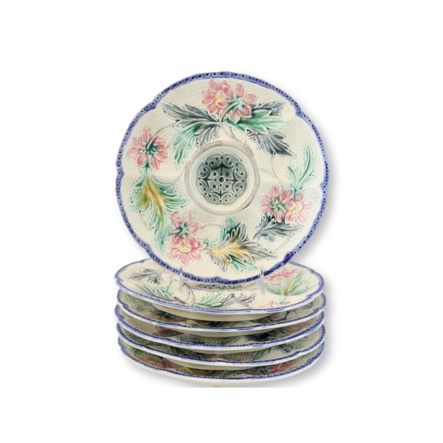 Rare French Barbotine Majolica Oyster Plate, Circa 1890 For Sale - Image 4 of 4